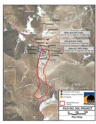 Filo Mining Plan Map Satellite Image (CNW Group/Filo Mining Corp.)